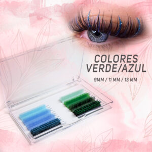 Extensiones de pestañas Paleta de colores VERDE/AZUL