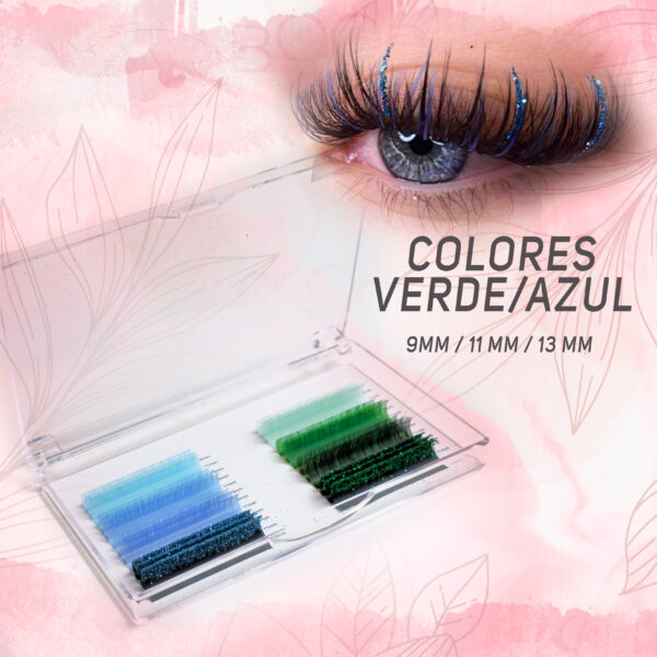 Extensiones de pestañas Paleta de colores VERDE/AZUL