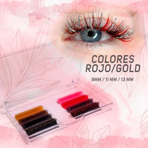 Extensiones de pestañas Paleta de coloresROJO/GOLD