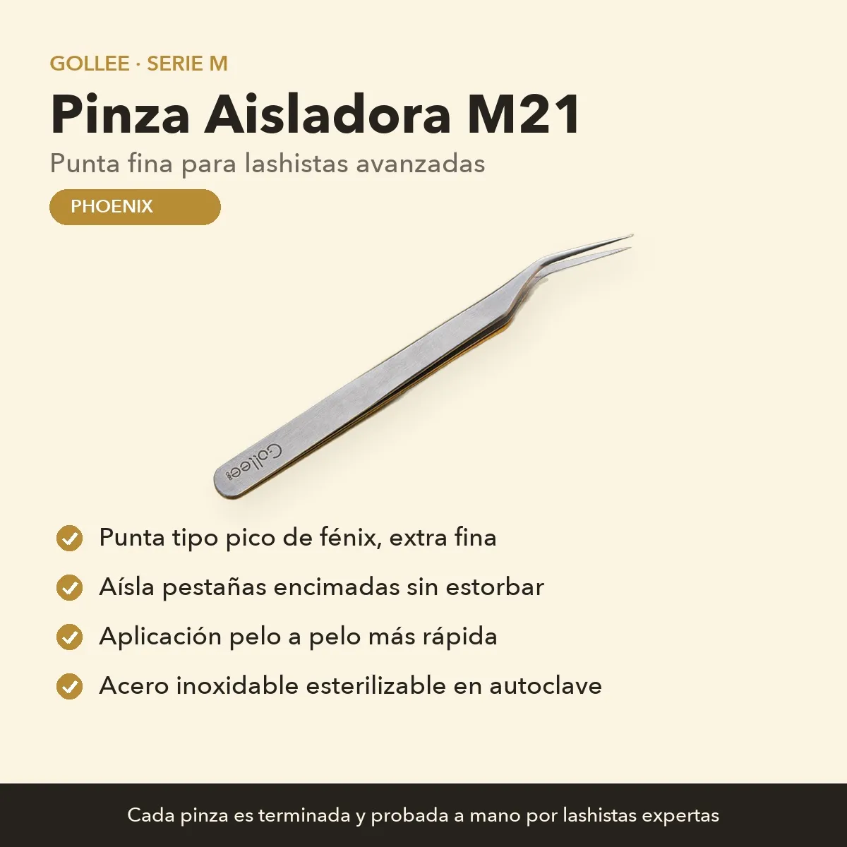 Pinza Gollee M21 Phoenix – Aislamiento de pestañas - Imagen 4