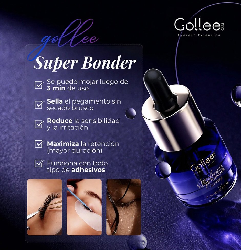 Super Bonder Gollee Purple – Sellador para extensiones de pestañas - Imagen 3